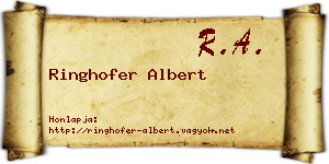 Ringhofer Albert névjegykártya